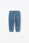 alexander wang kids puff logo sweatpant in velour washed bluestone