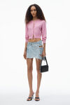 alexander wang logo cropped cardi in superfine merino candy pink