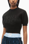alexander wang short sleeve pullover in compact deboss black