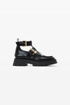 alexander wang carter box calf  ankle strap boot black