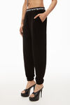 alexander wang logo elastic jogger in stretch corduroy  black