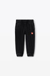 alexander wang kids puff logo sweatpant in velour washed pepper