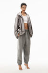 alexander wang puff logo sweatpant in glitter terry sidewalk