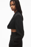alexander wang cropped tuxedo blazer in wool tailoring black
