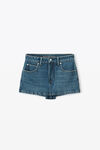 alexander wang mid-rise skort in comfort stretch denim deep blue