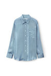 alexander wang boyfriend shirt in shiny cupro oxford blue/black
