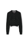 alexander wang beaded hotfix cropped crewneck cardigan black