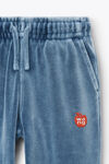 alexander wang kids puff logo sweatpant in velour washed bluestone