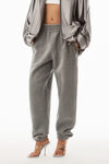 alexander wang puff logo sweatpant in glitter terry sidewalk