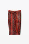 alexander wang leather pencil skirt in "snakeskin" red