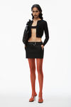 alexander wang logo cropped cardi in superfine merino black