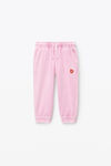 alexander wang kids puff logo sweatpant in velour washed candy pink