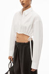 alexander wang cropped button down in compact cotton white
