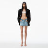 alexander wang nameplate v front skirt in denim vintage faded indigo