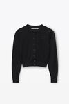 alexander wang logo cropped cardi in superfine merino black