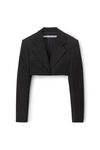 alexander wang cropped tuxedo blazer in wool tailoring black