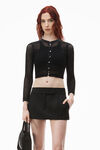 alexander wang tailored mini skort in wool tailoring black