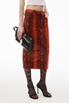 alexander wang leather pencil skirt in "snakeskin" red