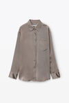 alexander wang boyfriend shirt in shiny cupro  grey/black