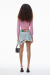 alexander wang logo cropped cardi in superfine merino candy pink