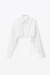 alexander wang cropped button down in compact cotton white